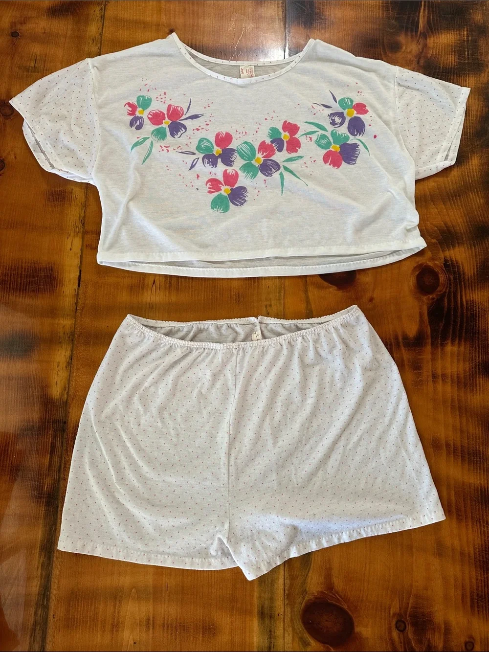 White Floral Two-Piece Lounge Set